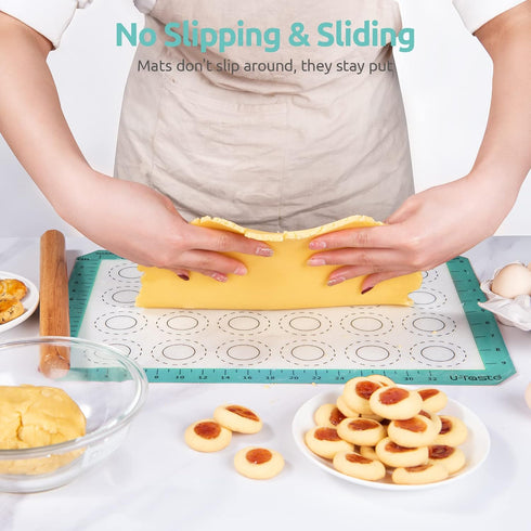 U-Taste 446ºF Heat Resistant Macaron Silicone Baking Mat, Non Stick Reusable Cookies Pastry Sheet Liner with Edge Enhancement Circle Measurement (...